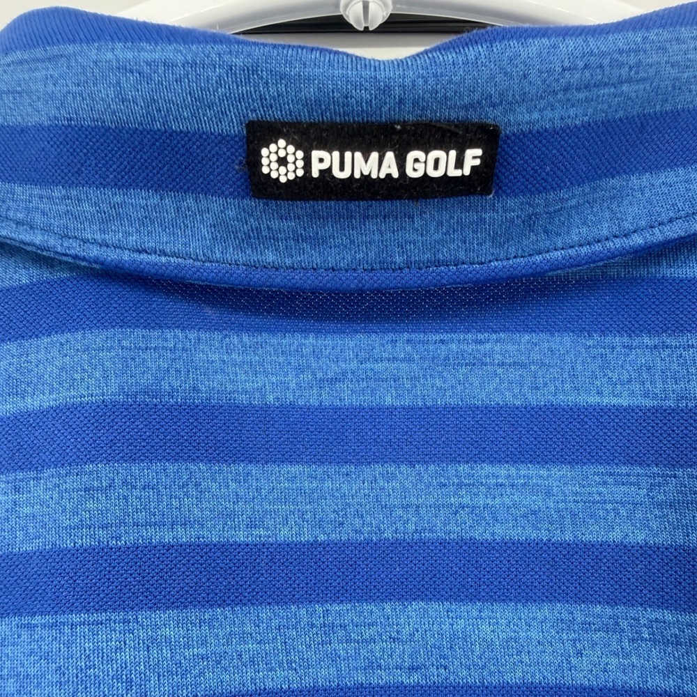 Puma Golf Mens Blue Striped Dry Cell Polo Shirt Short Sleeve Size Medium - Picture 5 of 9